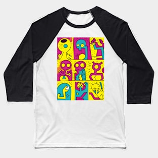 Alien Experimenting - Abstract comic art style Baseball T-Shirt